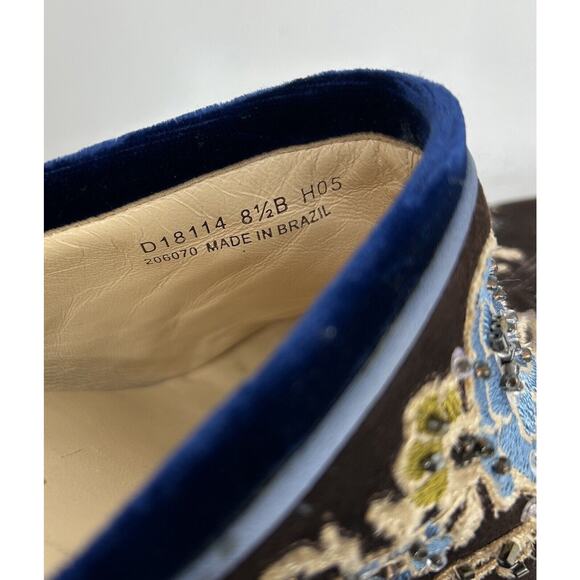 Cole Haan Women's Suede Embroidered Clogs Size 8B Brown Floral Boho Festival - Picture 7 of 8